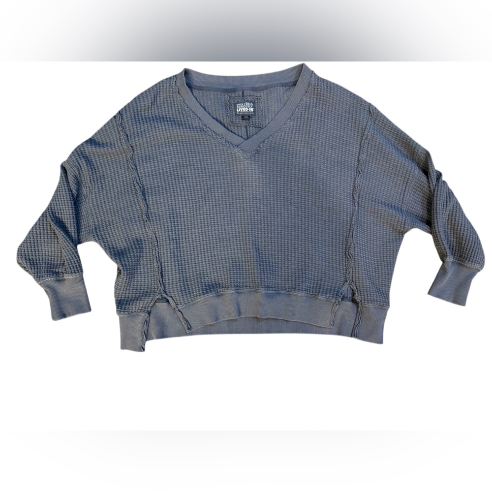 American Eagle Seriously lived in Big Hug Navy Waffle Knit Sweater over size Sm